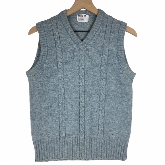 VINTAGE Wool Sweater Vest Montgomery Ward Sleeveless Cable Knit Size Medium - Picture 1 of 6